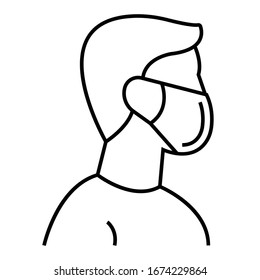 Coronavirus effected person concept, covid-19 victim on white background, Man is wearing face mask to avoid spreading ncov infection vector icon design