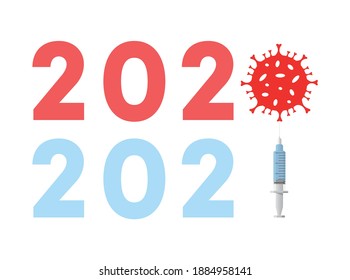 Das Koronavirus war 2020 weltweit wirksam. Bild der Impfung 2021. Coronavirus und Impfung kreatives Design.