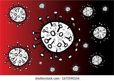 Coronavirus emblem. Covid-2019 symbol vector drawing. 