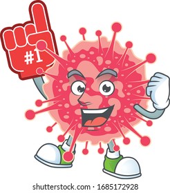 Coronavirus emergency presented in cartoon character design with Foam finger