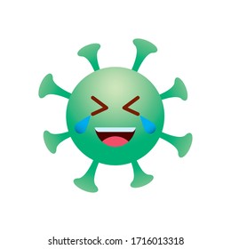 coronavirus emoji crying of laugh over white background, gradient style, vector illustration