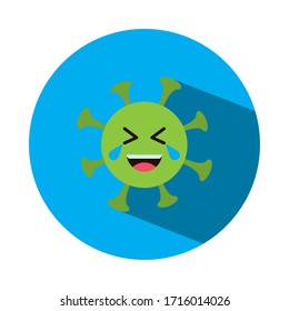 coronavirus emoji crying of laugh over white background, block style, vector illustration