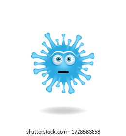 Coronavirus emoticon character - Cartoon design concept of coronavirus bacteria with shocked expression. Mascot logo design