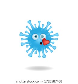 Coronavirus emoticon character - Cartoon design concept of coronavirus bacteria with falling in love expression. Mascot logo design