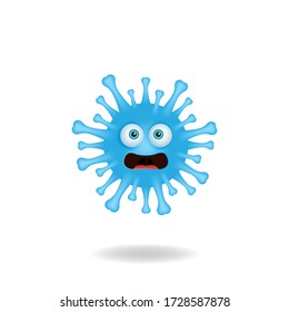 Coronavirus emoticon character - Cartoon design concept of coronavirus bacteria with scared expression. Mascot logo design