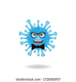 Coronavirus emoticon character - Charming picture of coronavirus bacteria mascot design concept with smile expression. Mascot logo design