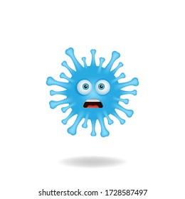 Coronavirus emoticon character - Charming picture of coronavirus bacteria mascot design concept with shocked expression. Mascot logo design