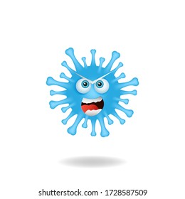 Coronavirus emoticon character - Charming picture of coronavirus bacteria mascot design concept with angry expression. Mascot logo design
