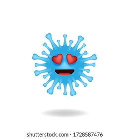 Coronavirus emoticon character - The concept of the cartoon character design coronavirus bacteria cartoon design style with falling in love expression