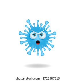 Coronavirus emoticon character - The concept of the cartoon character design coronavirus bacteria cartoon design style with shocked expression. Mascot logo design