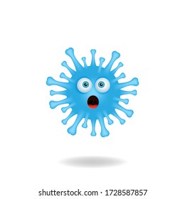 Coronavirus emoticon character - The concept of the cartoon character design coronavirus bacteria cartoon design style with shocked expression. Mascot logo design