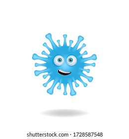 Coronavirus emoticon character - Cute coronavirus bacteria cartoon characters with smile expression. Mascot logo design