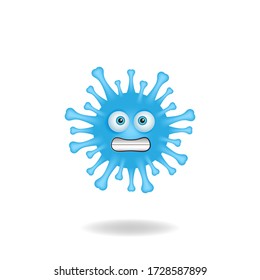 Coronavirus emoticon character - An elegant coronavirus bacteria mascot design with scared expression. Mascot logo design