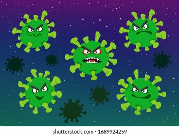 Coronavirus emotion illustration set illustration. Covid-19 infection spread. Danger virus attacks world