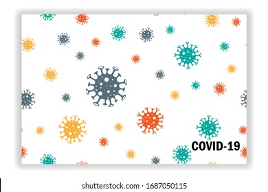 Coronavirus epidemic pattern. Different Kinds of Viruses. Vector coronavirus logo of COVID-19 seamless repeating pattern background. Illustration virus coronavirus 2019-nCoV on white background.