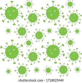  Patrón epidémico de coronavirus. Ilustración vectorial plana de virus verdes aislados en fondo blanco. Coronavirus, organismos bacterianos pandémicos. Concepto 2019-nCoV con picos de virus. EPS 10.