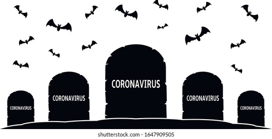 Coronavirus epidemic. Vector illustration concept of the cemetery of the dead from coronavirus