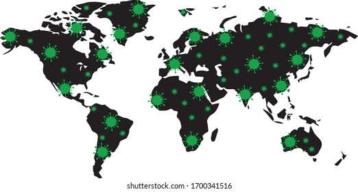 Coronavirus epidemic, world COVID-19 map confirmed cases report worldwide globally, Coronavirus disease 2019 situation update worldwide