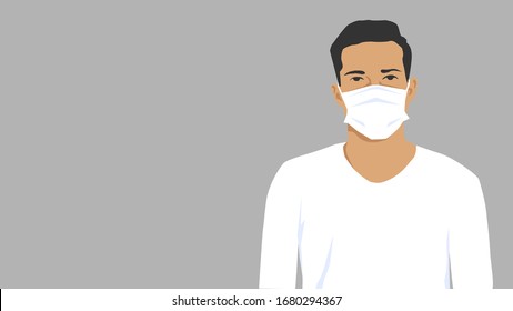 Coronavirus in Europe. Man in white medical face mask. Concept of coronavirus quarantine.