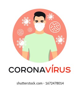 Coronavirus in Europe. Coronavirus in Portugal. Corona virus in China. Novel corona virus 2019-nCoV, man in white medical face mask. Virus pandemic. Corona virus in China. SARS-CoV-2.