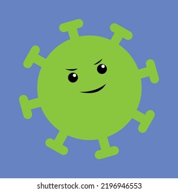 Coronavirus mit Gesicht, Illustration, Vektorgrafik