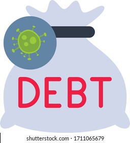 coronavirus fallout debt burden concept vector flat icon design, Bankruptcy and bad debt symbol on white background,