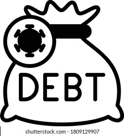 Coronavirus Fallout Debt Burden Concept Vector Glyph Icon Design, Bankruptcy And Bad Debt Symbol On White Background,