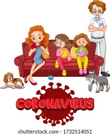 Coronavirus and family member illustration