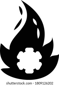 Coronavirus and Fire Flame Sign Concept Vector Glyph Icon Design, Global conspiracy  theories about Viral pandemic on white background