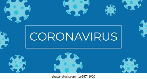 Coronavirus Flat Background With Blue Color Vector Template