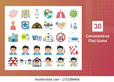 Coronavirus Flat Icons - Prevent The Spreading
