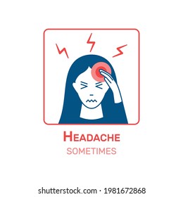 Coronavirus flat information icon with headache symptom vector illustration