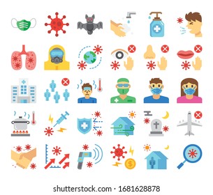 iconos de los vectores planos coronavirus 19 transmisión