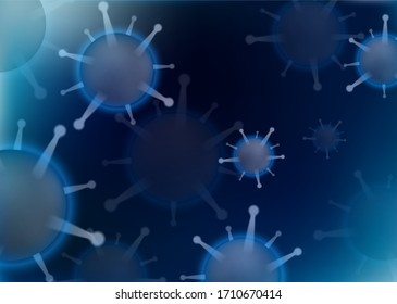 Coronavirus floating in cellular environment, viral disease epidemic  outbreak. Covid-19 concept for your design