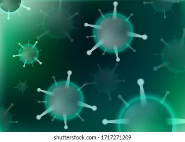 Coronavirus flotando en el medio celular, brote epidémico de enfermedad viral. Concepto Covid-19 para su diseño