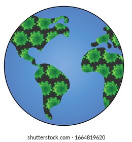 Coronavirus flooded the planet isolated on a white background.