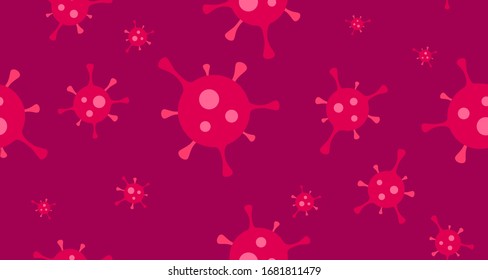 Coronavirus o Virus de la Gripe: fondo transparente en color rosa rojo. Ilustración de textura con bucle vectorial en estilo Plano de caricatura para el diseño de sitio Web o Placard.