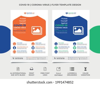coronavirus flyer design template, two color variation. fully editable professional looking template | vector file, eps 10 version.