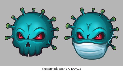 Coronavirus in form of skull with mask. Vector illustration