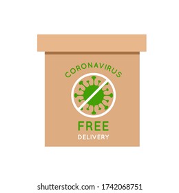 Coronavirus free delivery, covid-19 free area, zone banner. Disiase free sign, symbol. Coronavirus outbreak stop icon