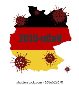 coronavirus in Germany. The spread of the epidemic in the state of Germany. Map of Germany and the power of the coronavirus, vector graphics.