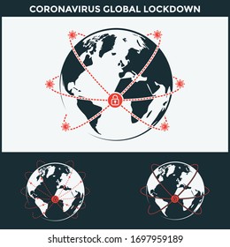 Coronavirus Global Lockdown Illustration Worlwide Pandemic Emergency