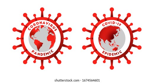 Coronavirus and global pandemic, COVID-19 and global epidemic concept. Vector illustration isolated on white background.