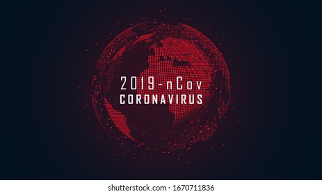 Brote pandémico global de coronavirus con texto de muestra. Ilustración del vector