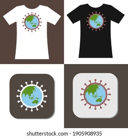 Coronavirus and globe icon. vector best for t-shirt clothing poster, tshirt print, sticker and other. International Coronavirus day. Vector illustration