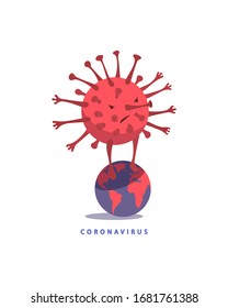 Coronavirus and the globe. Coronavirus pandemic in the world. Illustration with a virus and Earth.