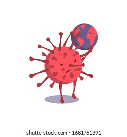 Coronavirus and the globe. Coronavirus pandemic in the world. Illustration with a virus and Earth.