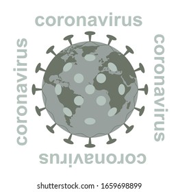 coronavirus y globo, ilustración vectorial,estilo plano, vista frontal
