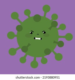 Coronavirus, Green Microbe Bacterium Cartoon