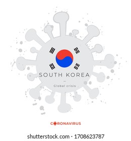 Coronavirus im Grunge-Stil mit Farbspritzer und Nationalflagge: Südkorea: Vektorillustration-Illustration